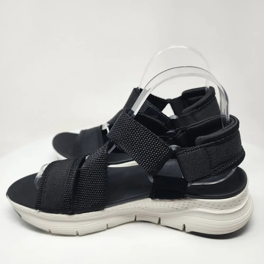 Skechers Arch Fit Casual Retro Sandals Women 8 Black Nylon Z-Strap 119237-BLK - Picture 8 of 12